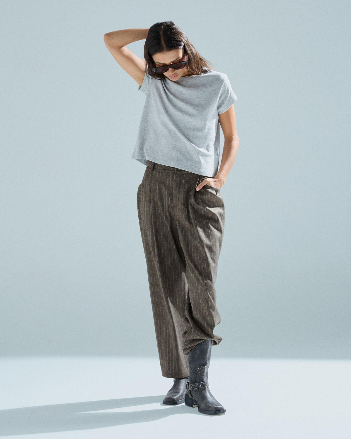 Pantalón Pinza Bolsillos Marrón