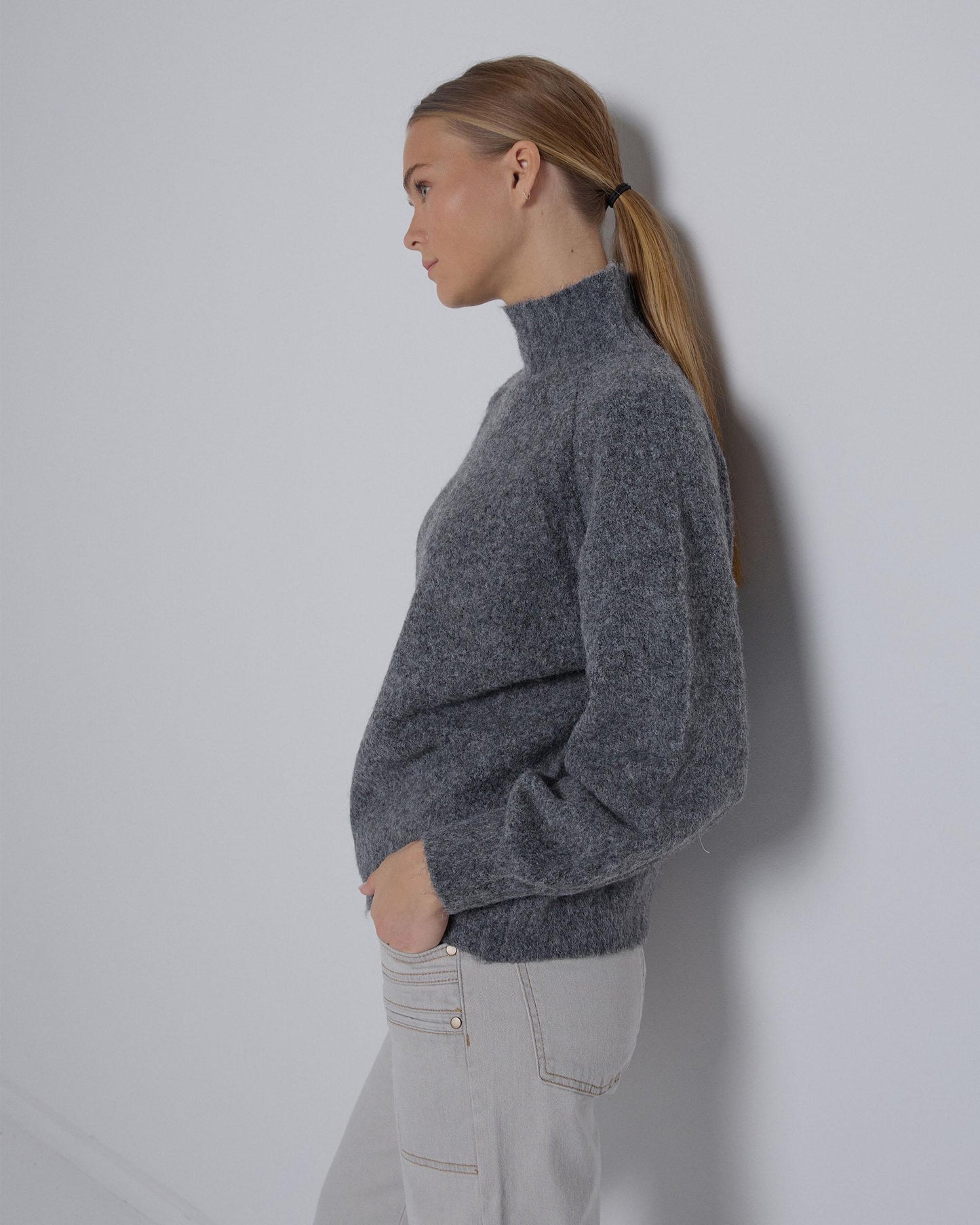 Jersey Punto Cuello Alto Gris