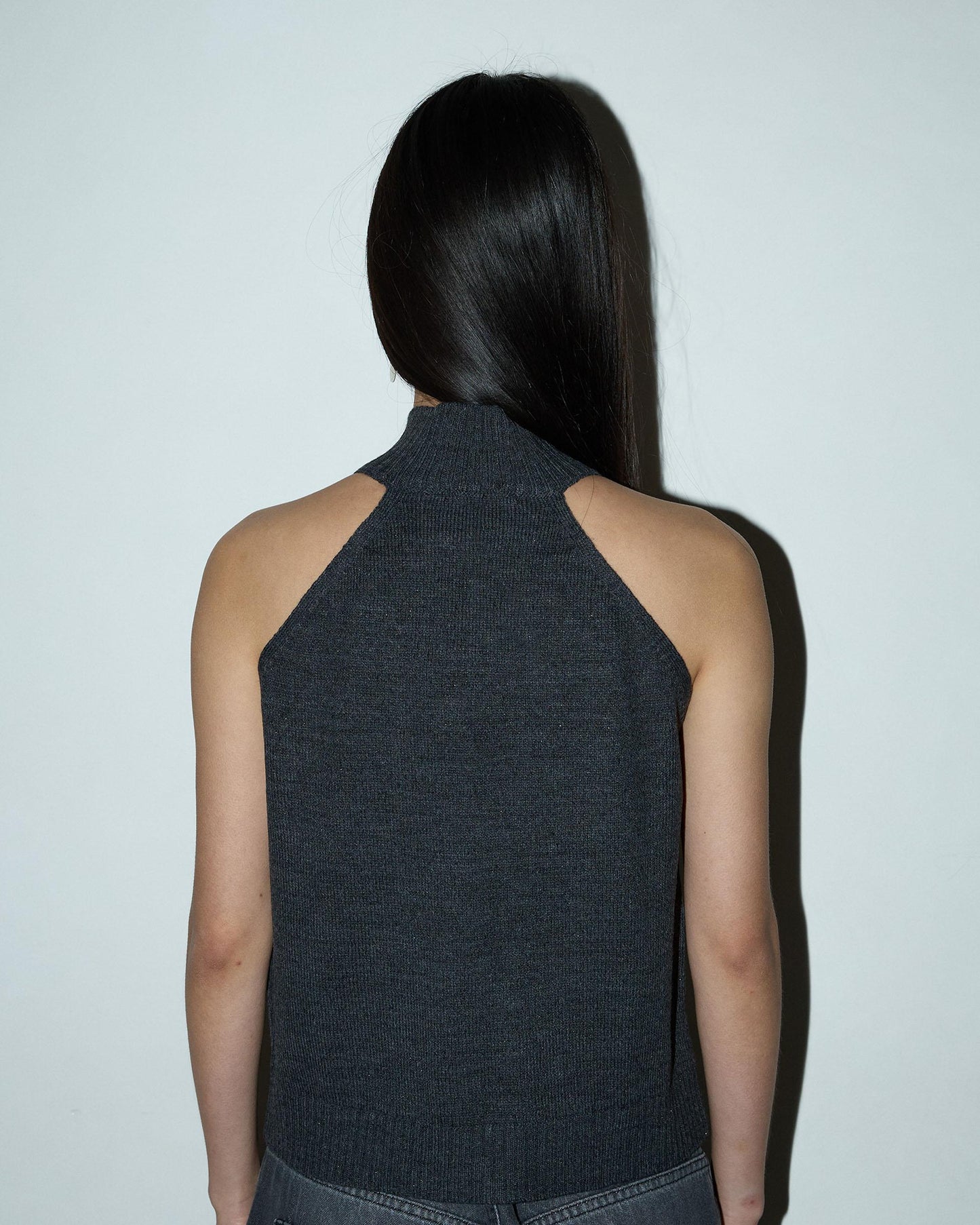 Anthracite Knit Halter Top