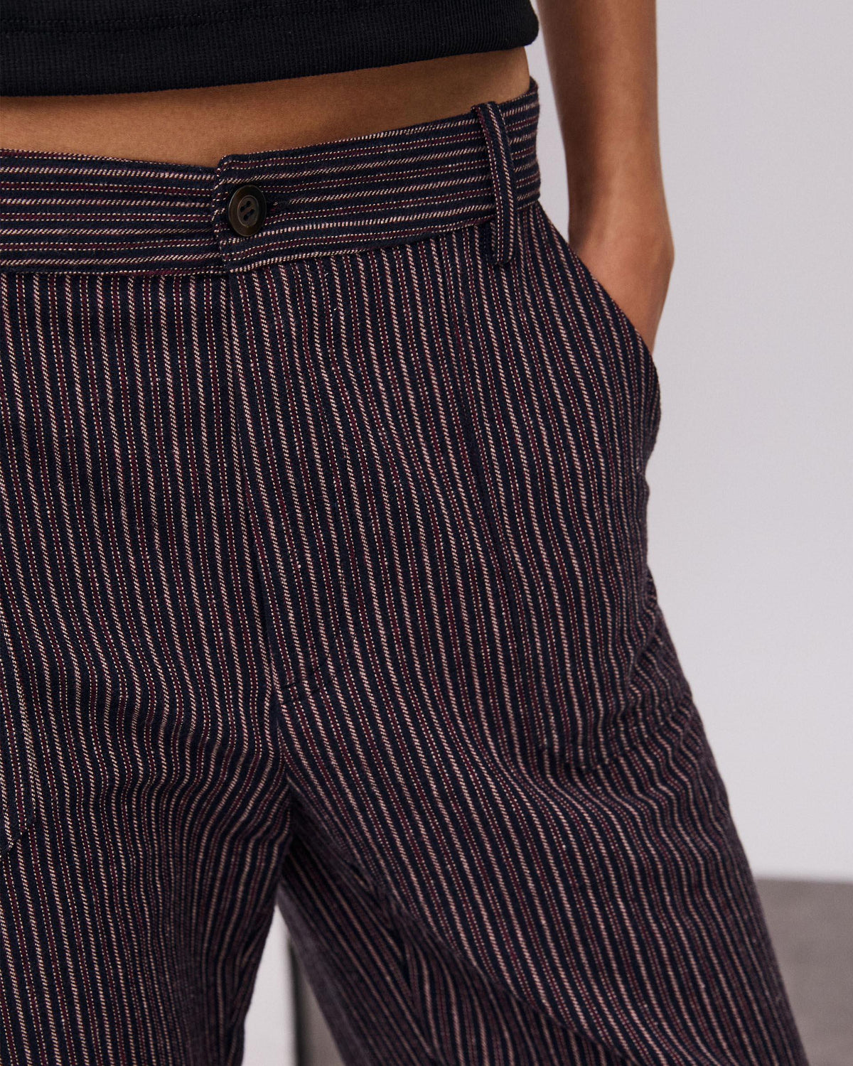 Pantalón Fluido Rayas Granate