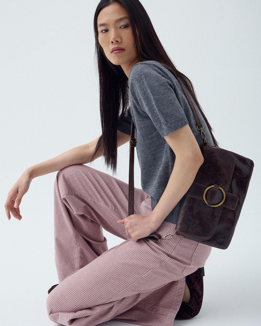 Small Brown Buckle Handbag