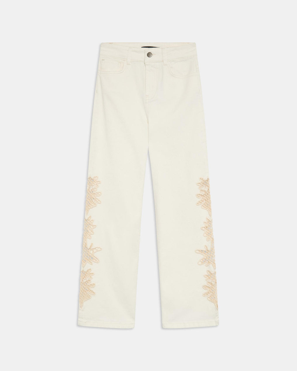 Jeans Detalhe Crochet Branco