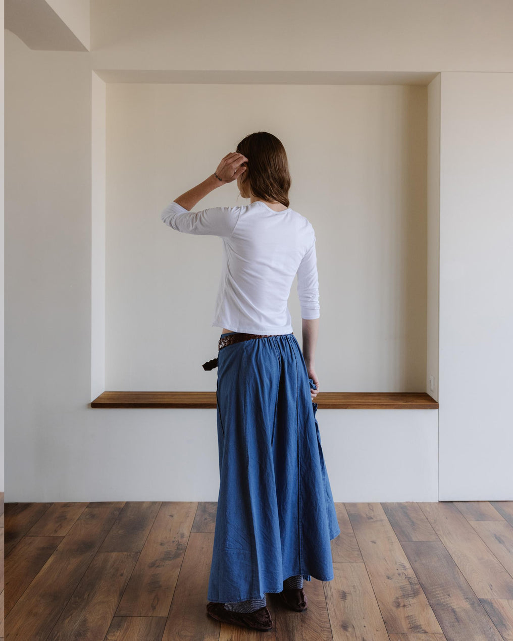 Falda Costuras Tipo Denim Azul Jeans