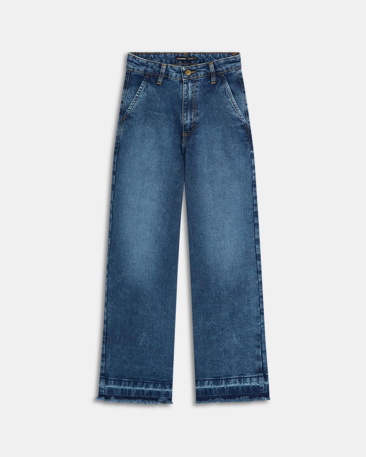 Blue Straight Wide Jeans
