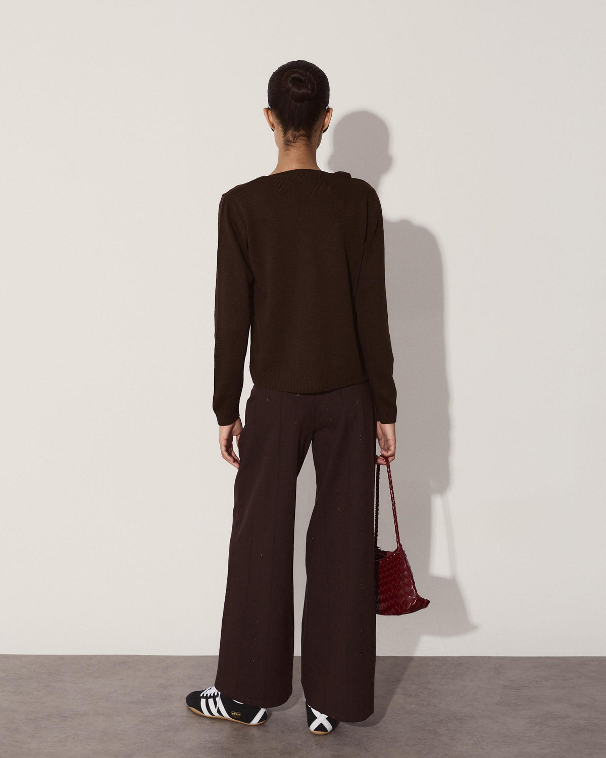 Pantalón Triple Cinturilla Rayas Marrón