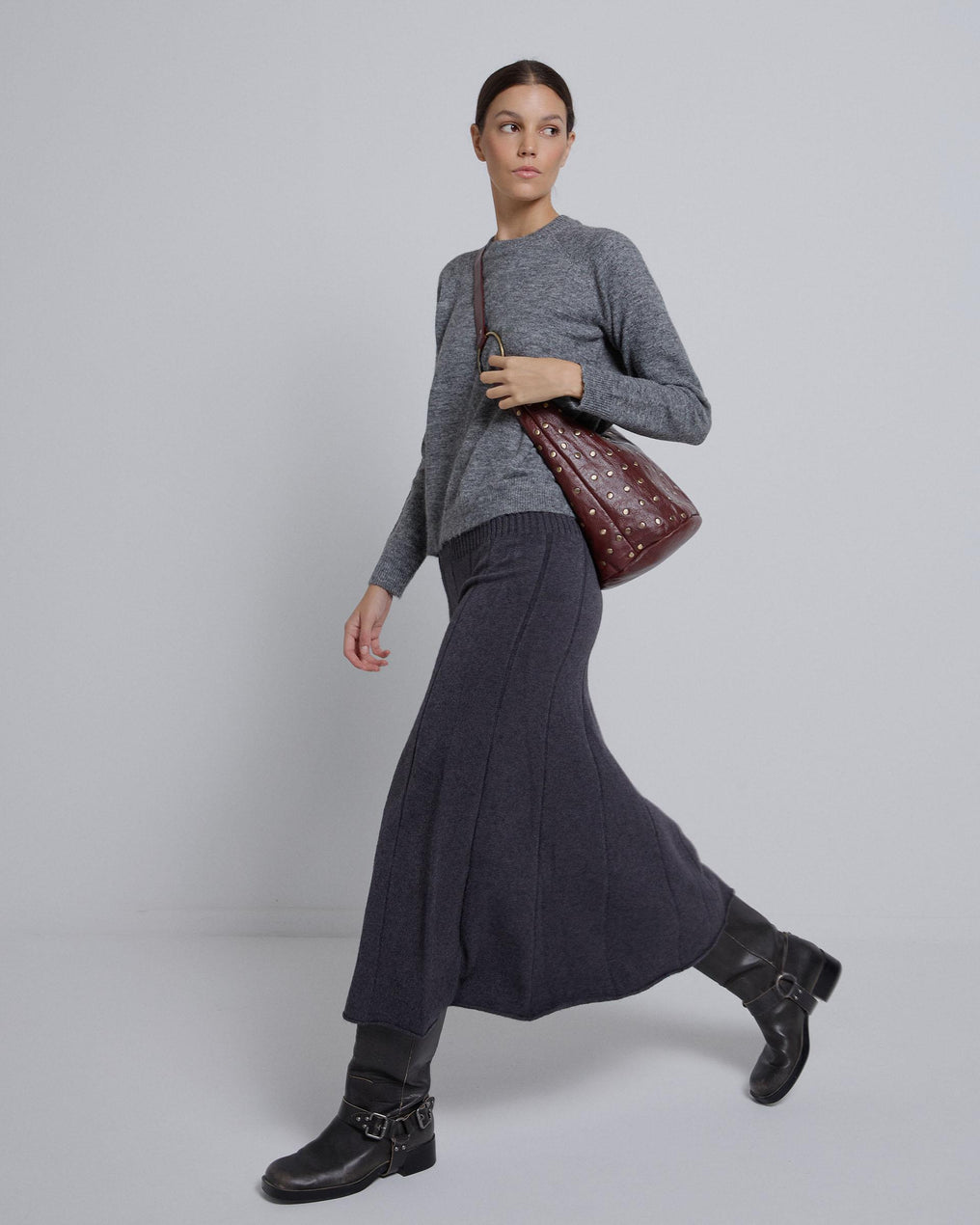 Falda Punto Tablas Antracita