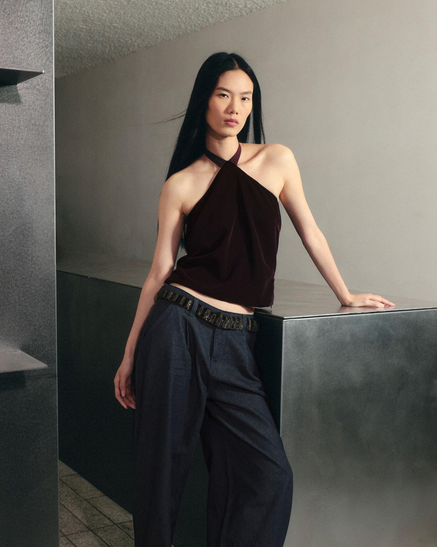 Top Terciopelo Lazada Burdeos