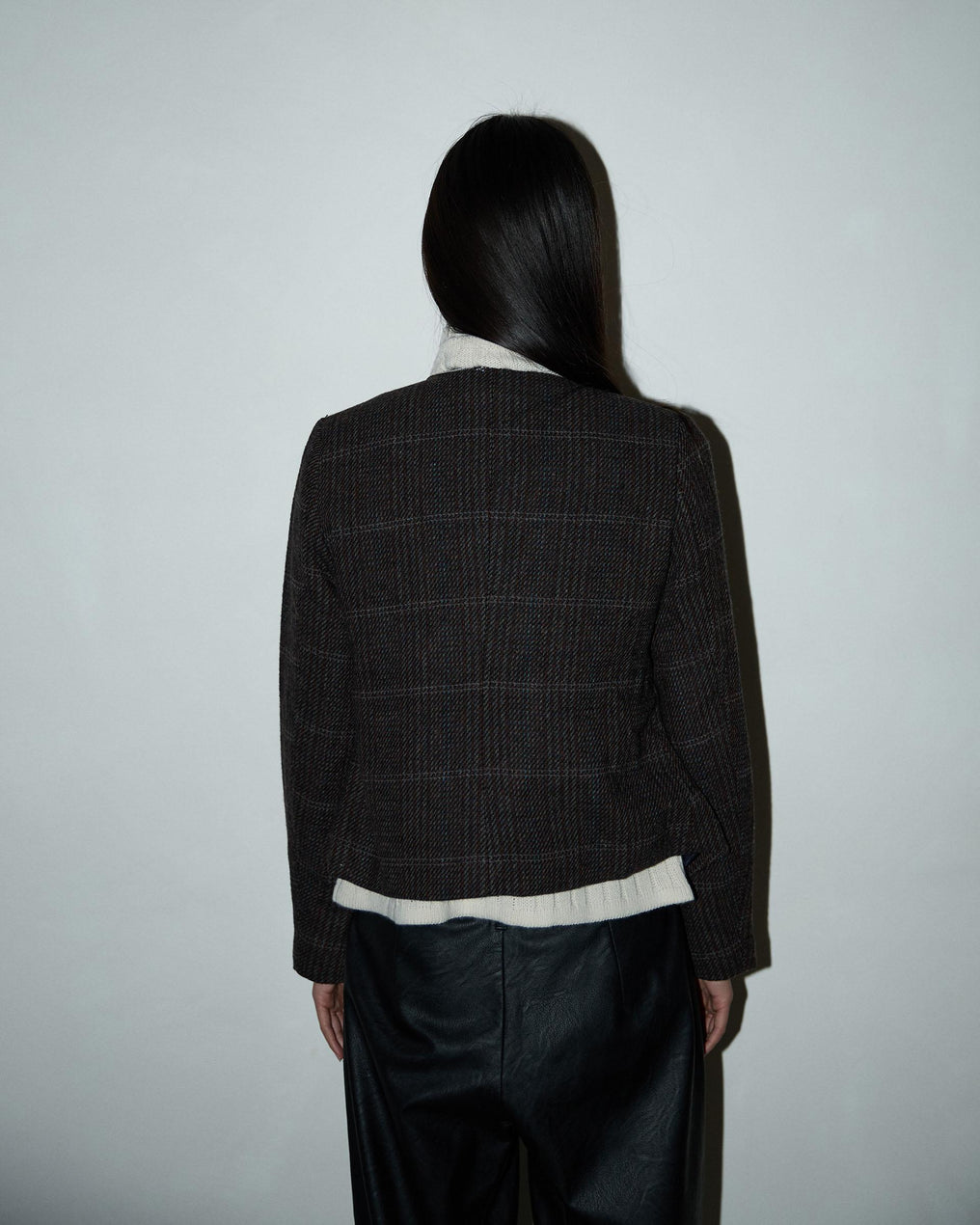 Abrigo Botones Anillas Mezcla Lana Marrón