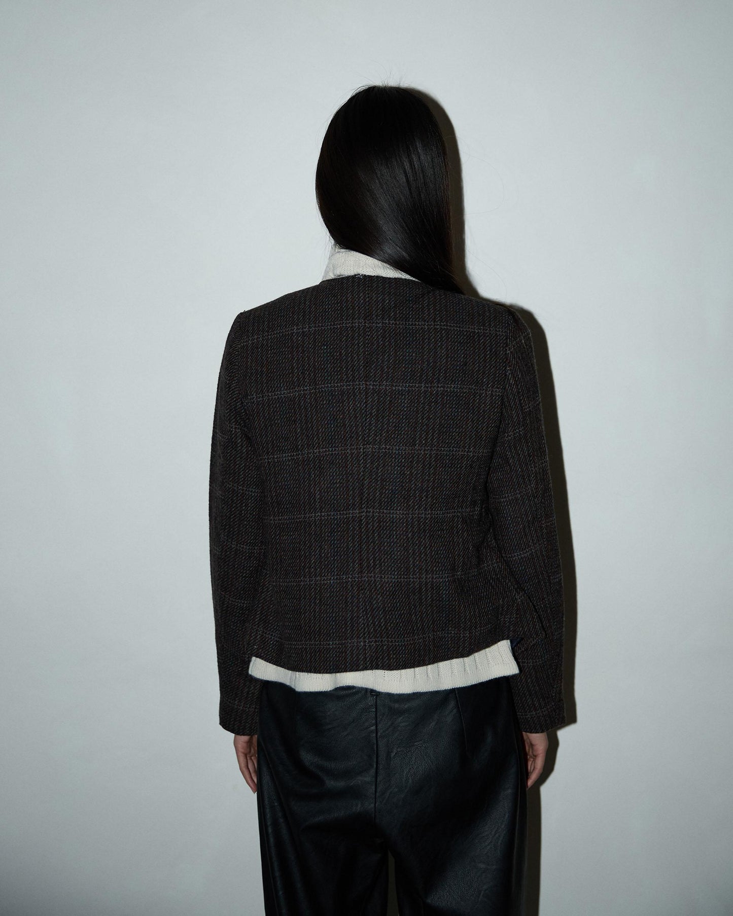 Abrigo Botones Anillas Mezcla Lana Marrón