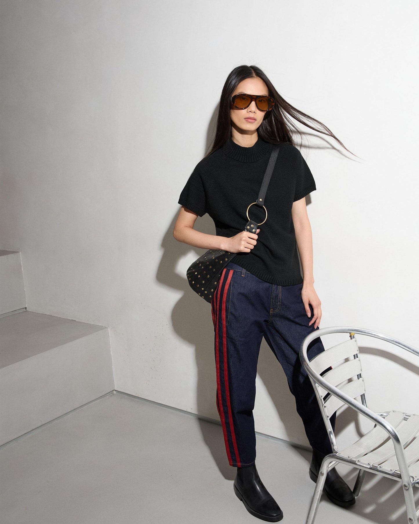 Dark Blue Side Stripe Jeans