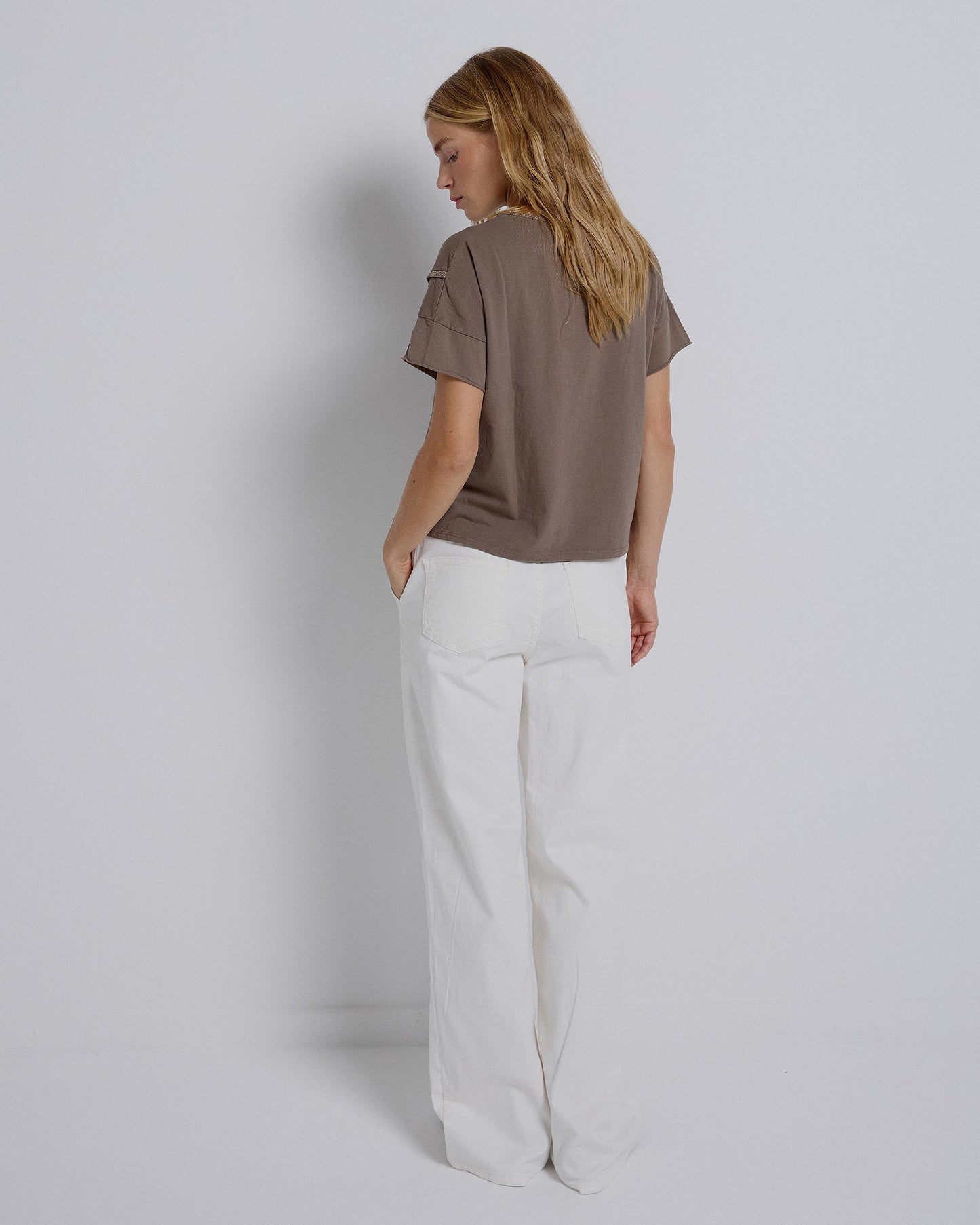 Camiseta Nervios Lurex Taupe