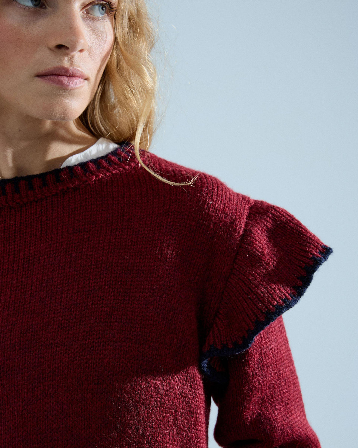 Maglione Balze Laterali Impunture Granata