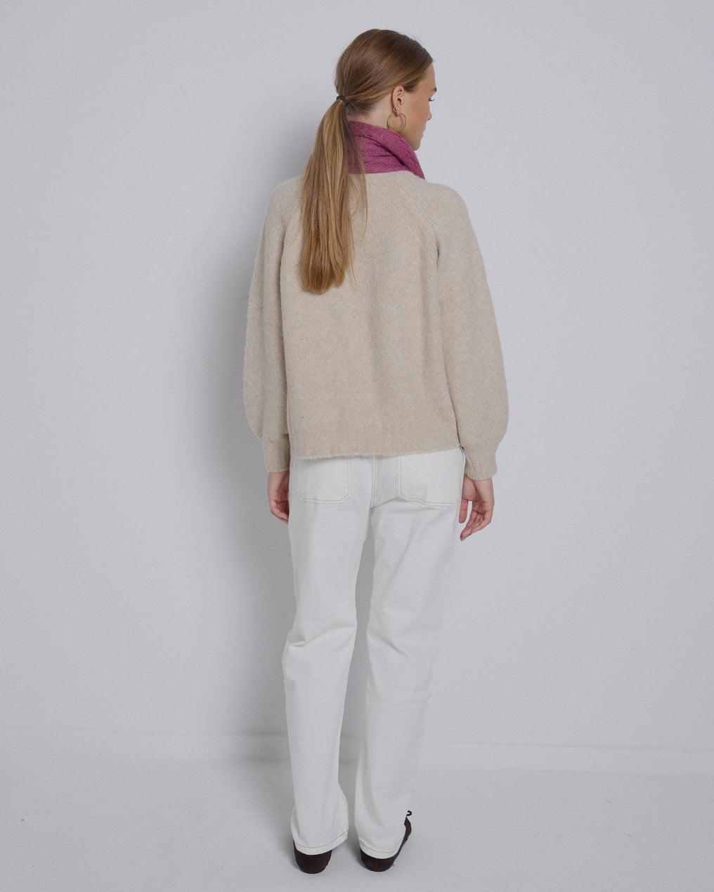 Camisola de malha crua com gola alta