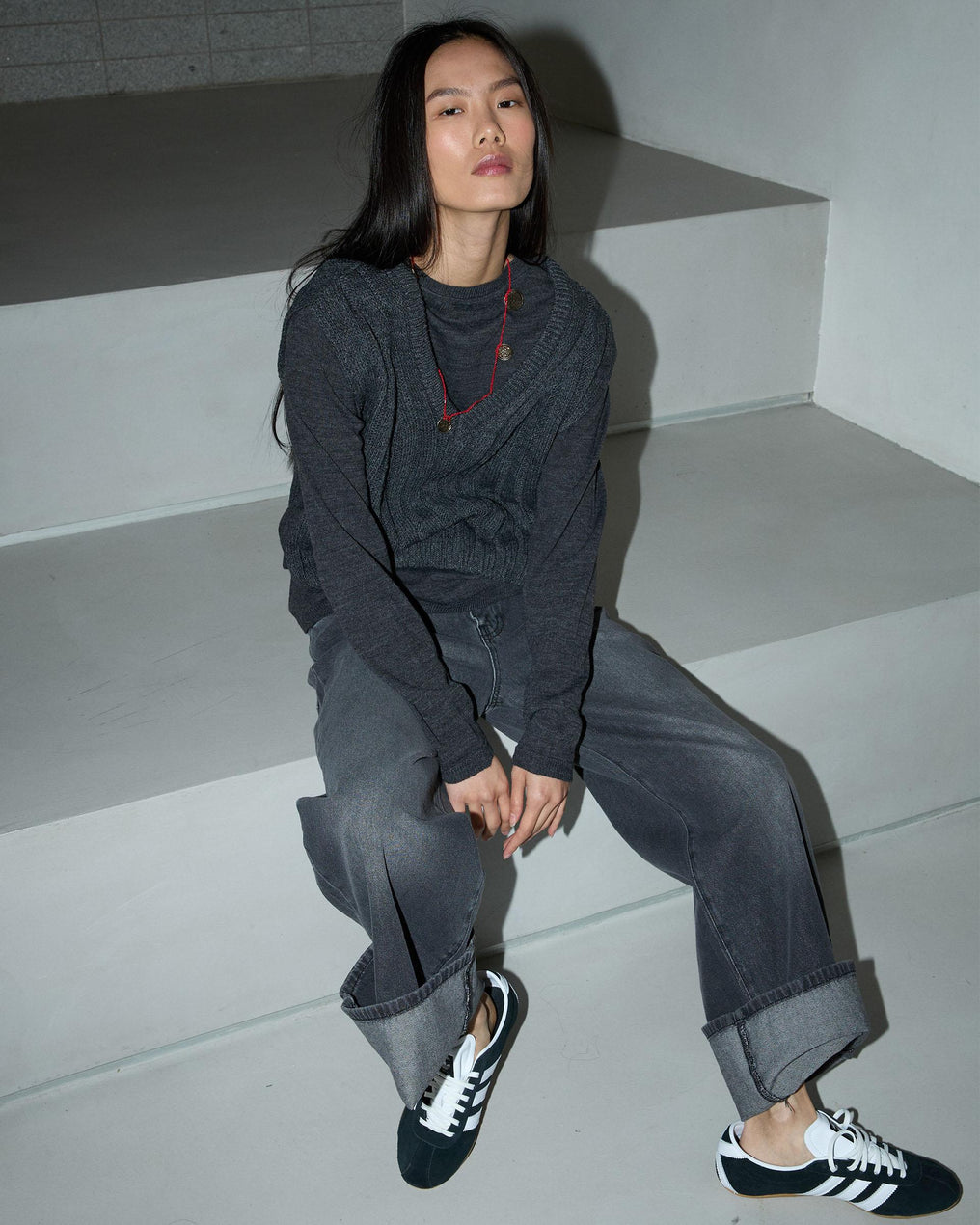 Anthracite V-Neck Knit Vest