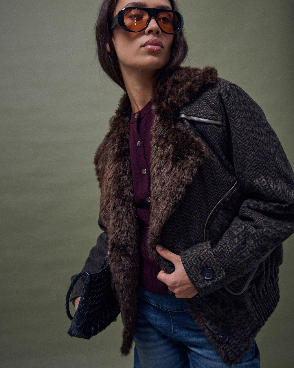 Bomber Borrego Mezcla Lana Marrón