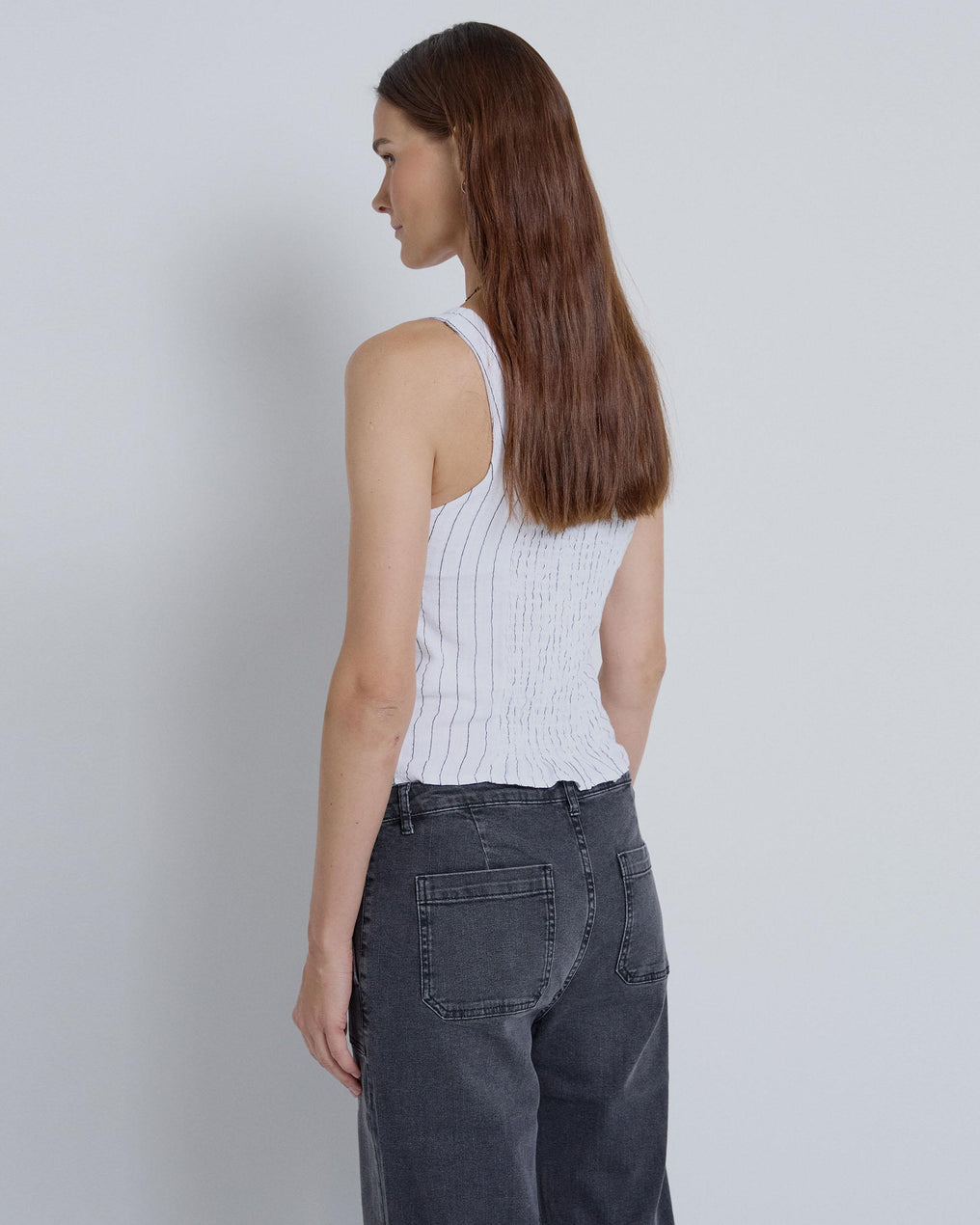 White Corset Striped Top