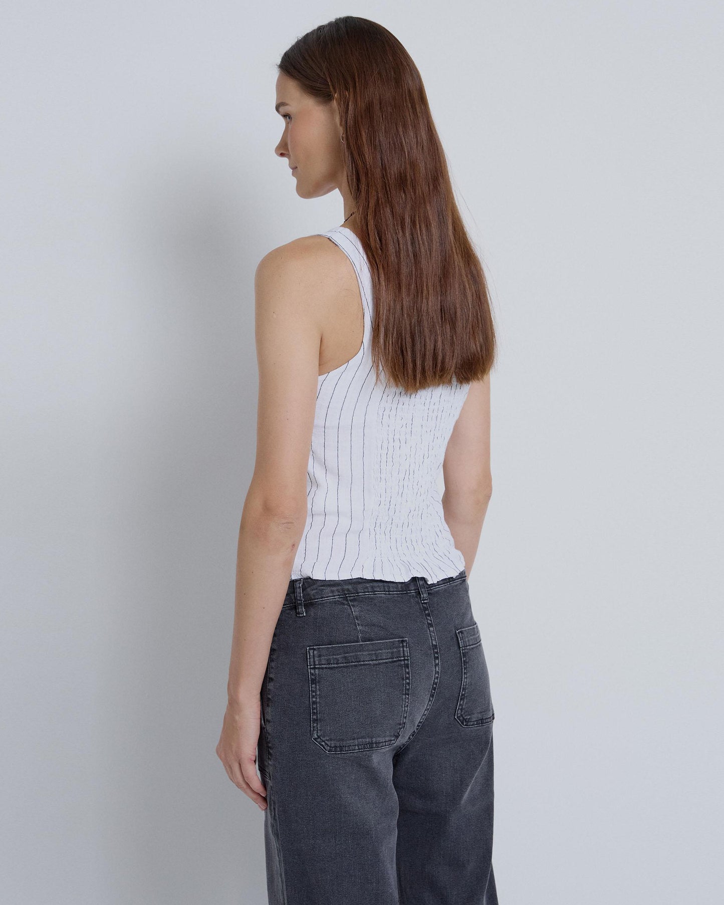 White Corset Striped Top