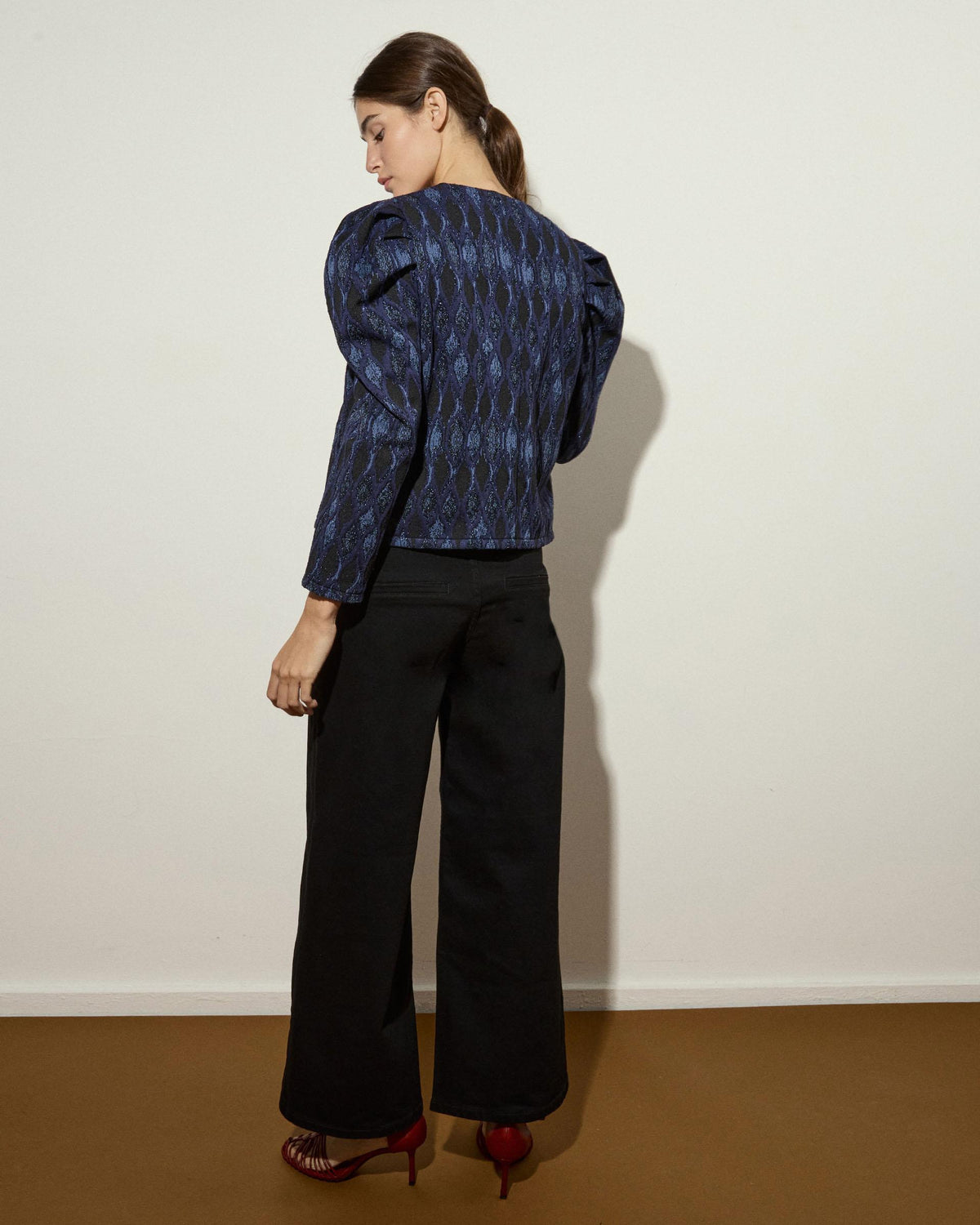 Chaqueta Manga Abullonada Lurex Azul Oscuro