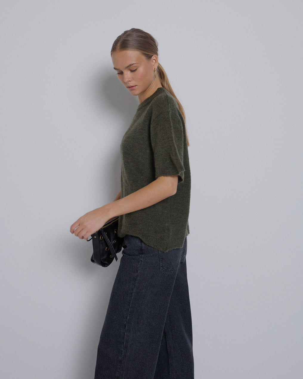 Jersey Punto Manga Corta Verde Oscuro