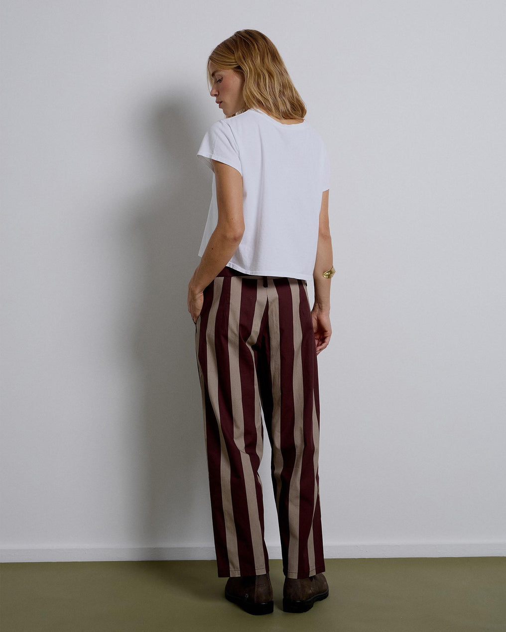 Long Brown Striped Pants