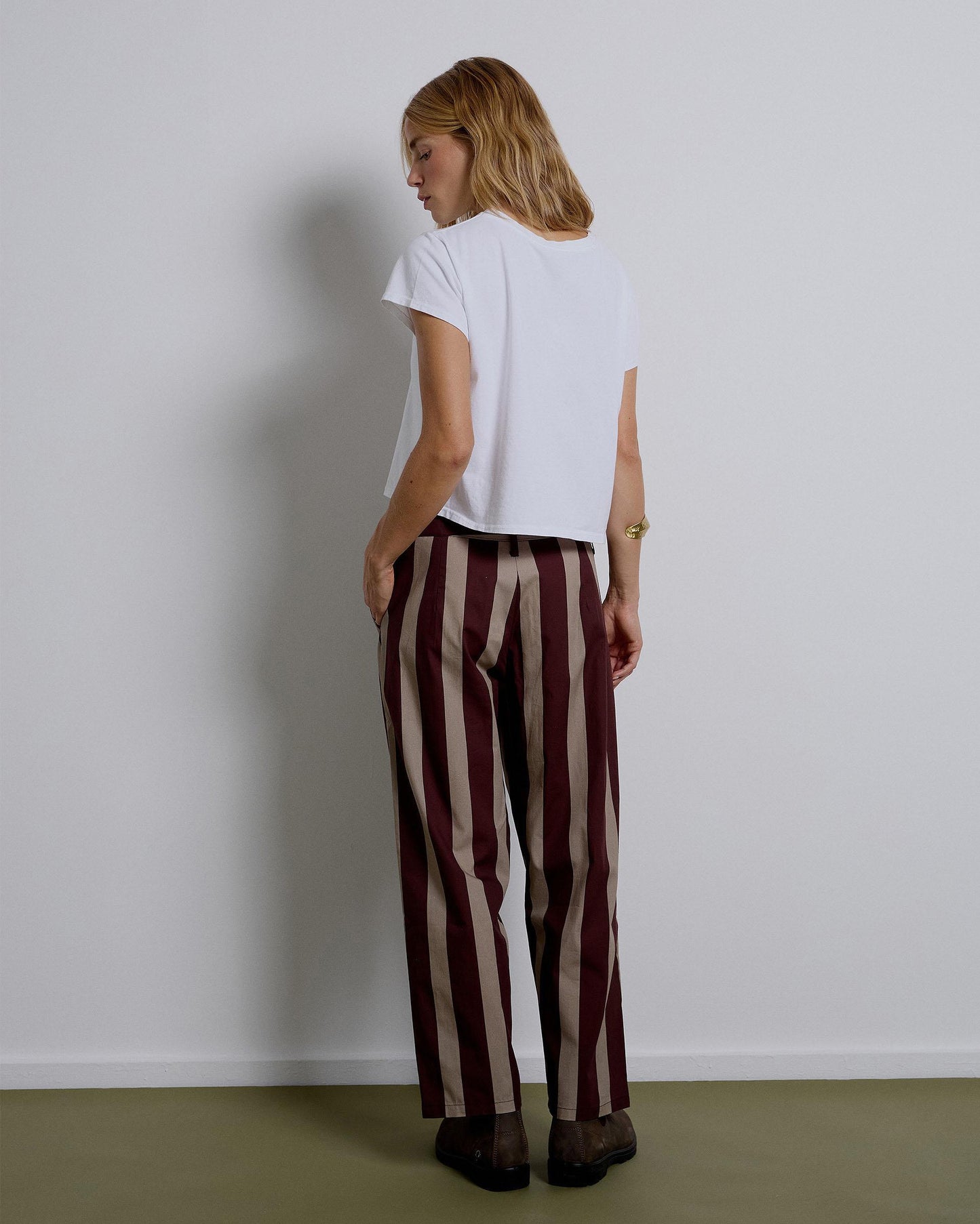 Long Brown Striped Pants