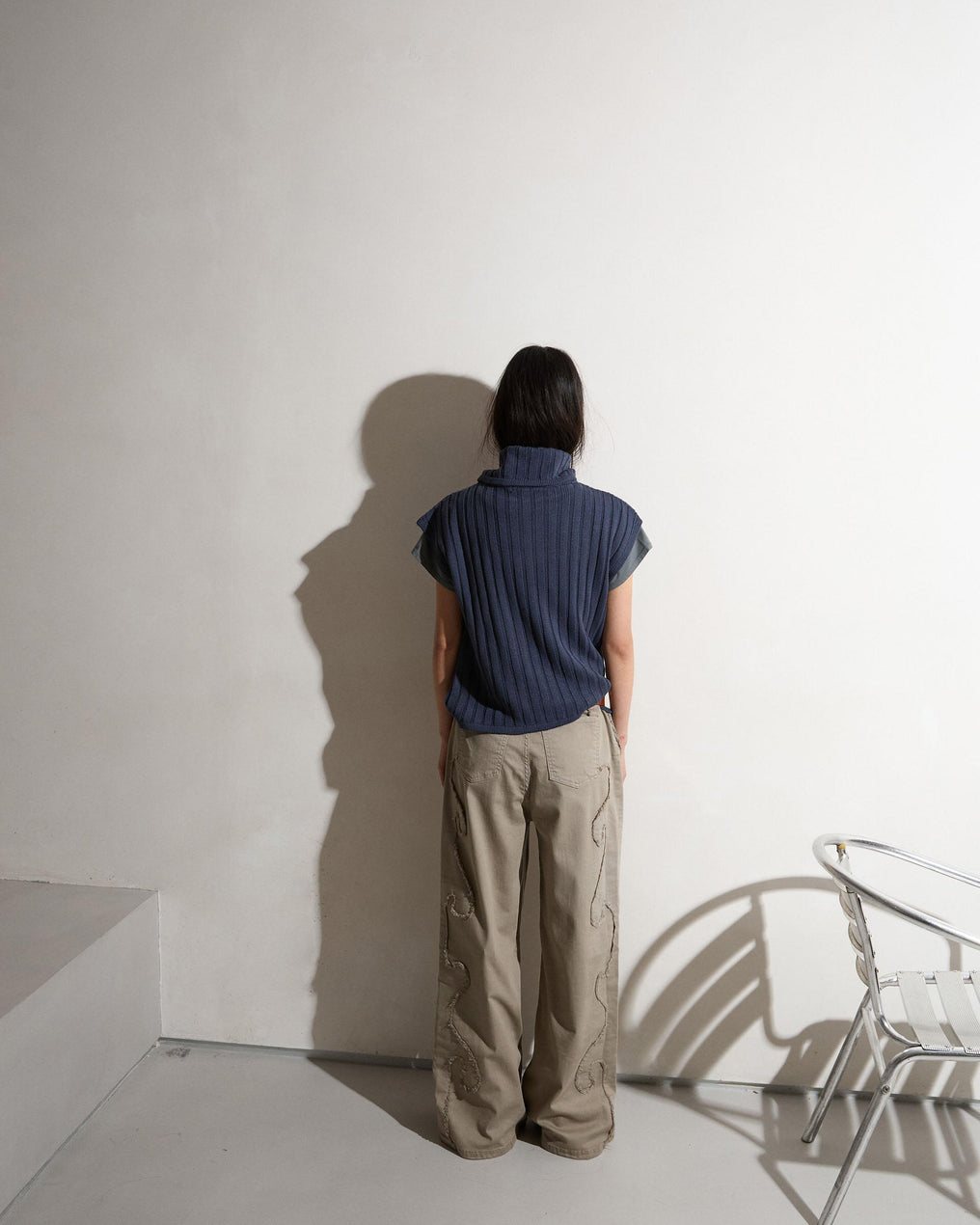 Khaki Side Frayed Jeans