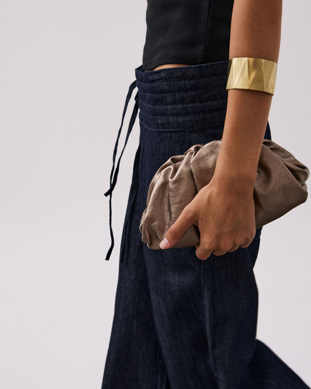 Bolso Clutch Piel Bronce