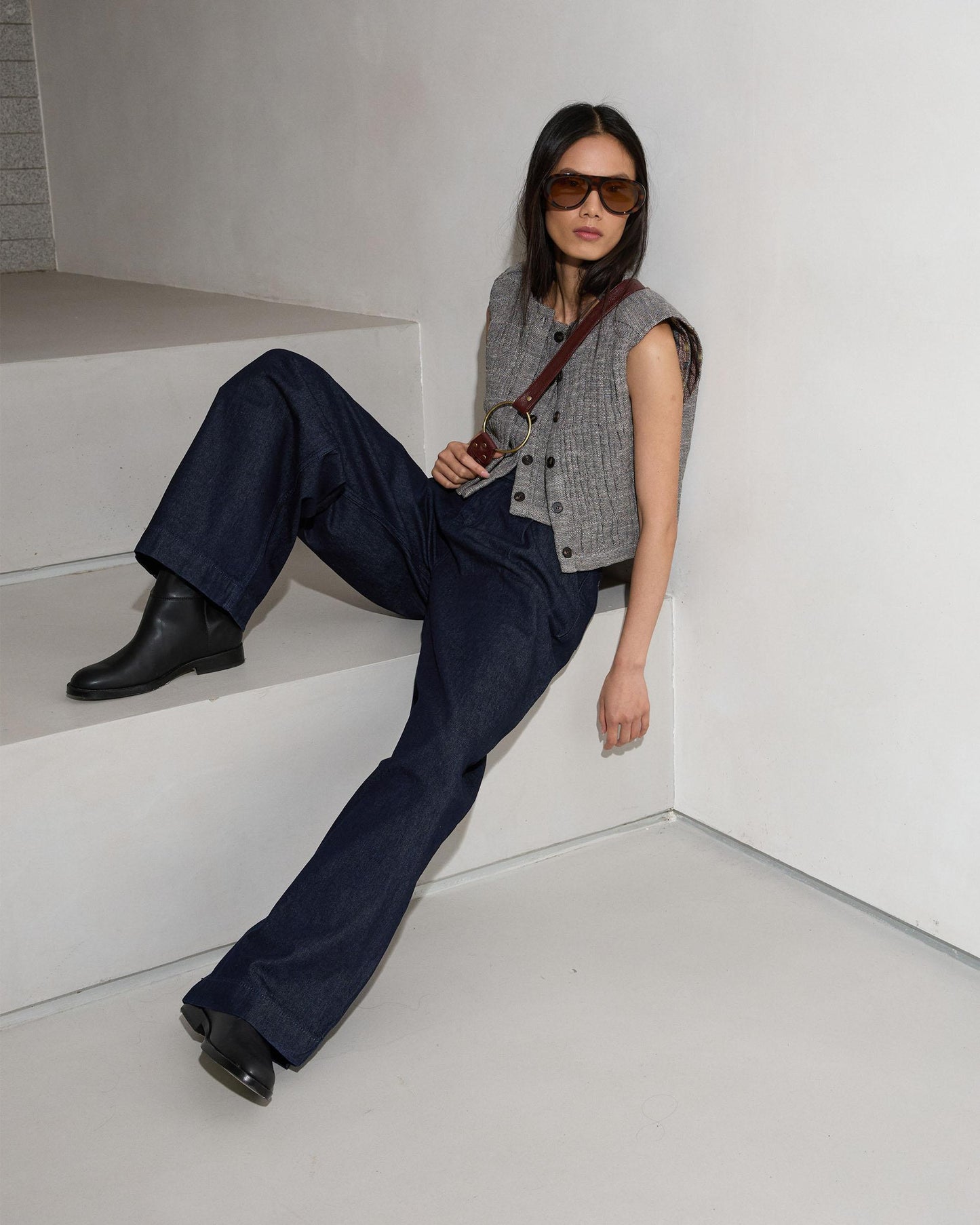 Taupe Herringbone Quilted Vest