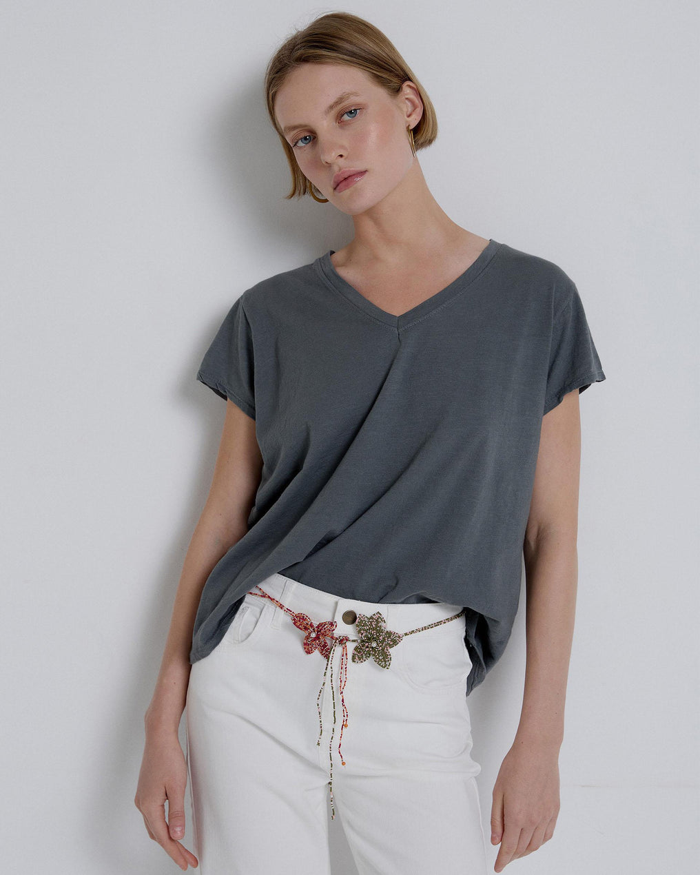 Camiseta Básica Manga Corta Gris