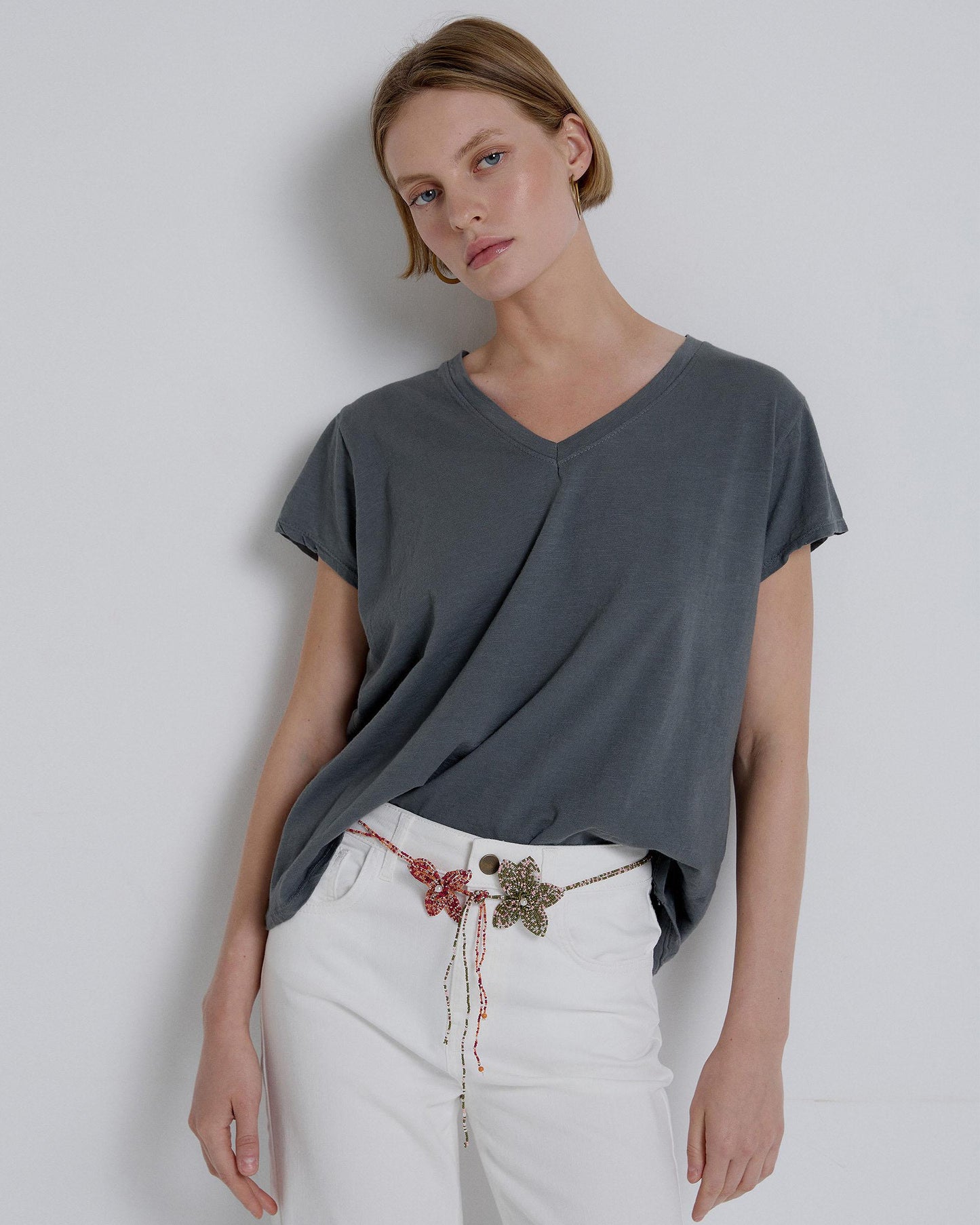 Camiseta Básica Manga Corta Gris