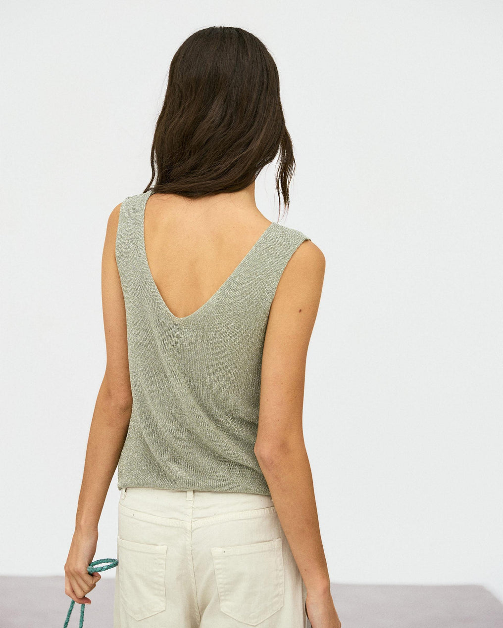 Top Bretelles Lurex Vert