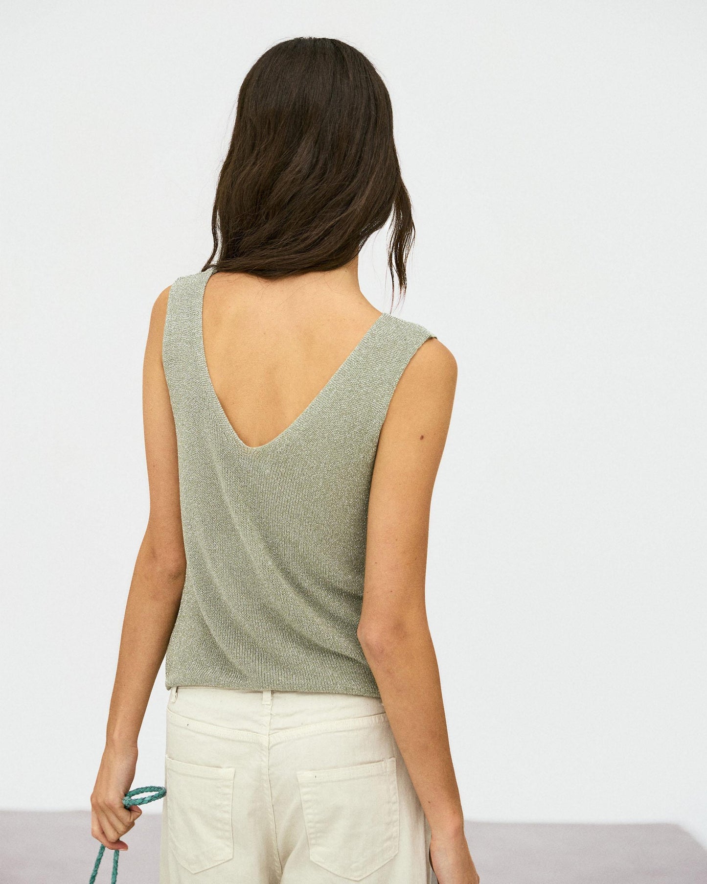Top Bretelles Lurex Vert