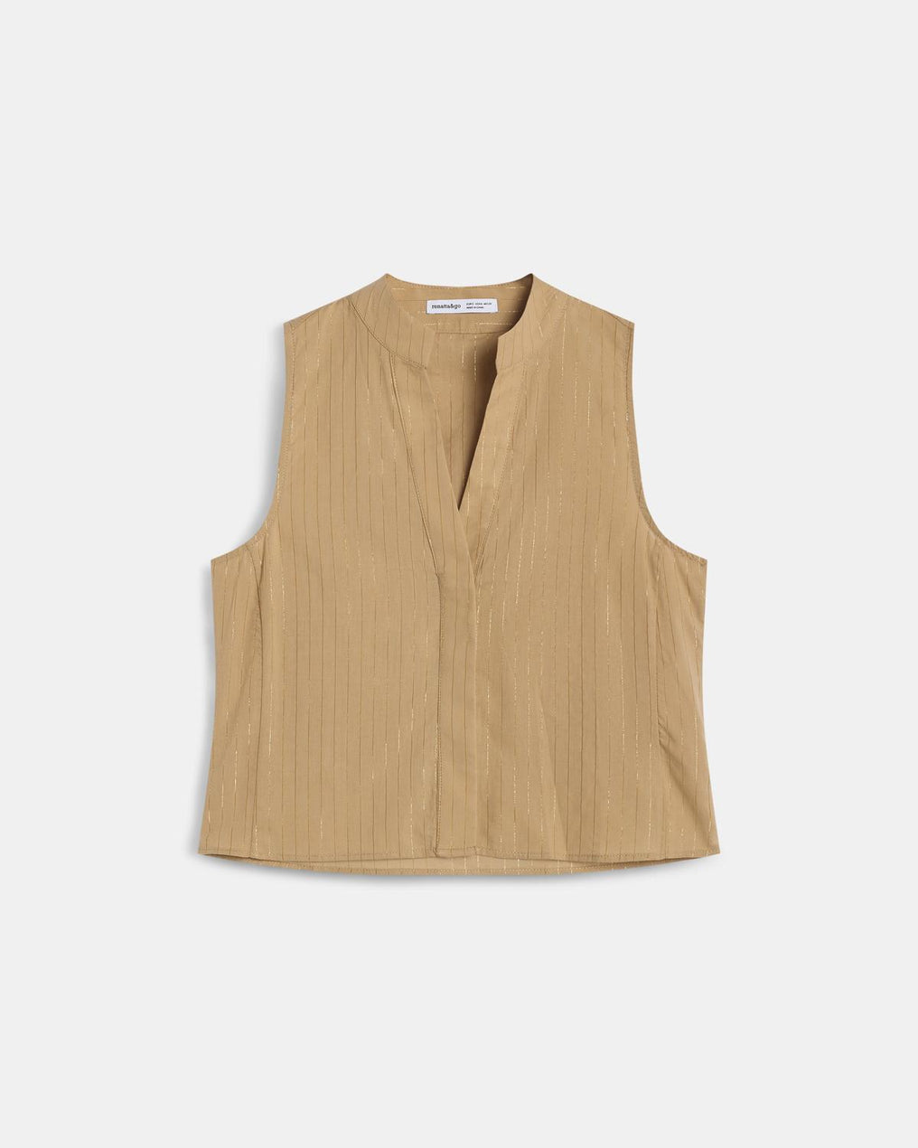 Top Escote Pico Rayas Lurex Camel