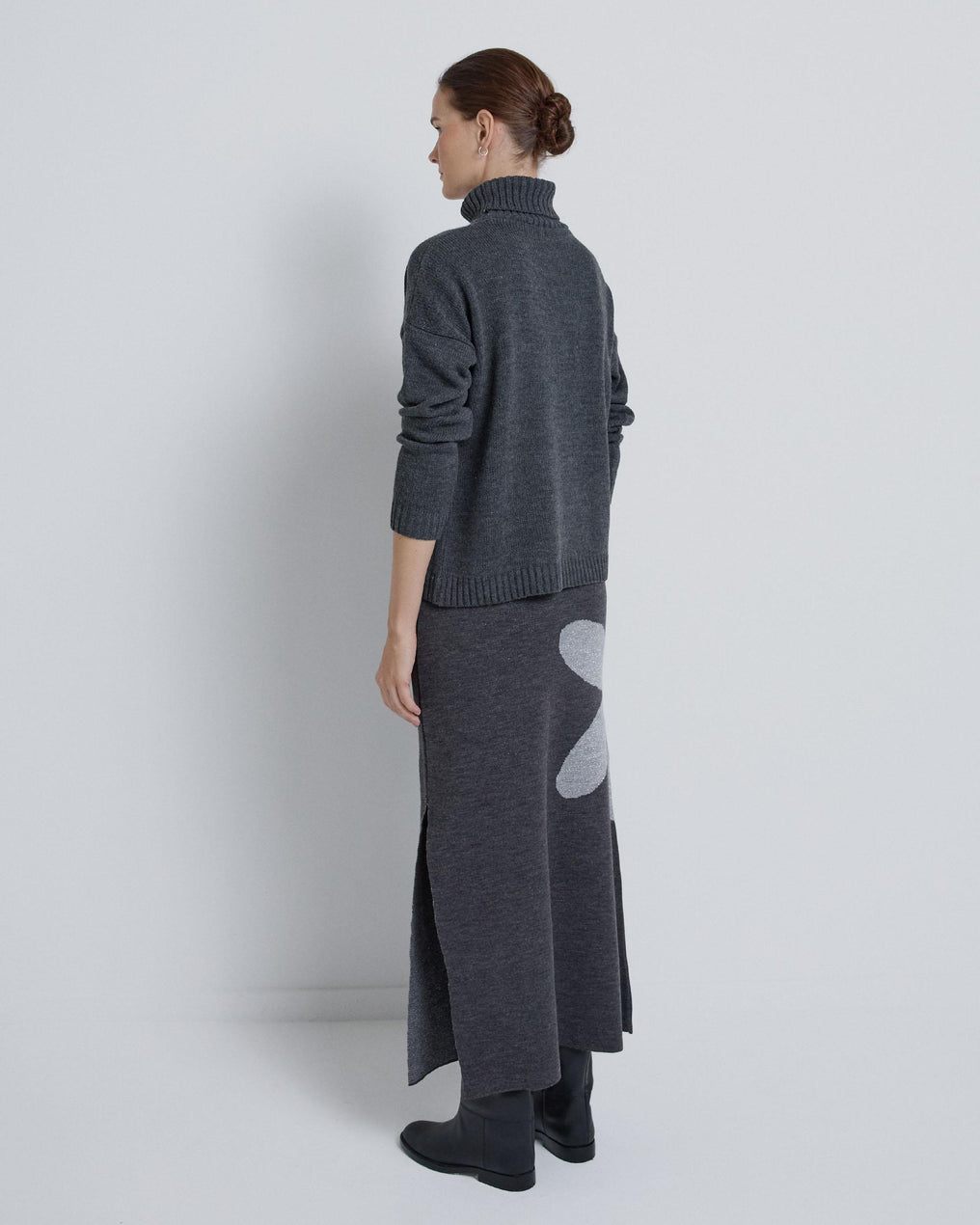 Falda Larga Flor Antracita