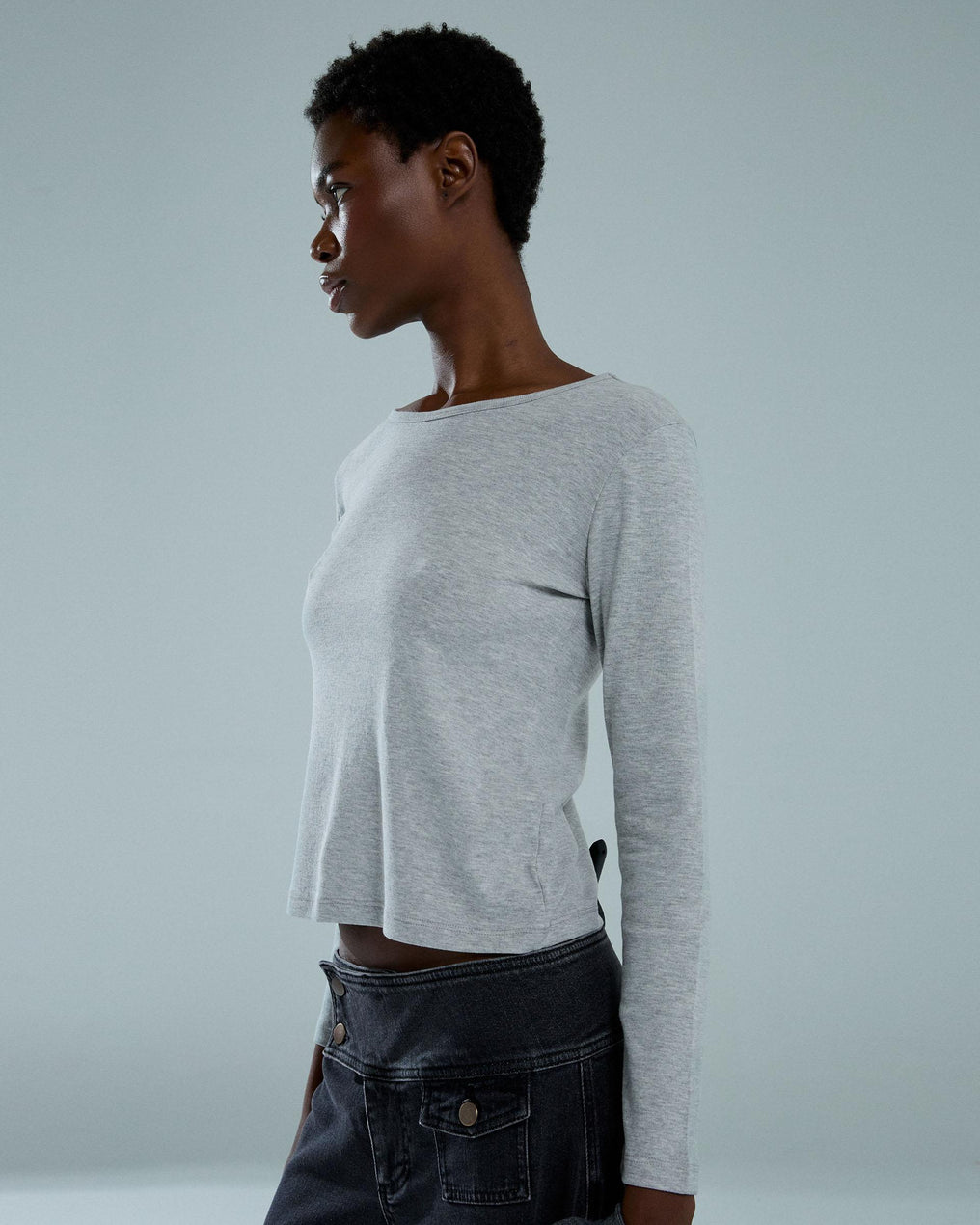 Camiseta Básica Manga Larga Gris
