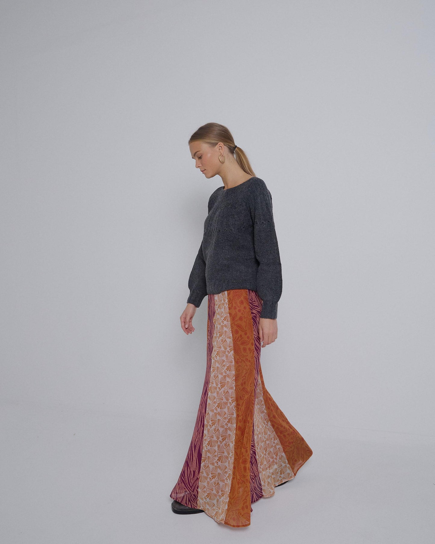 Orange Patchwork Skirt