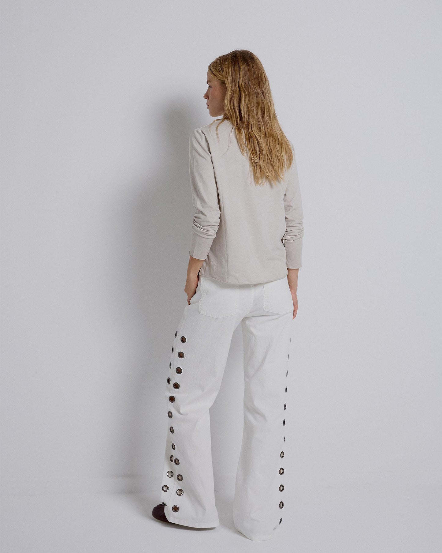 White Side Ring Jeans