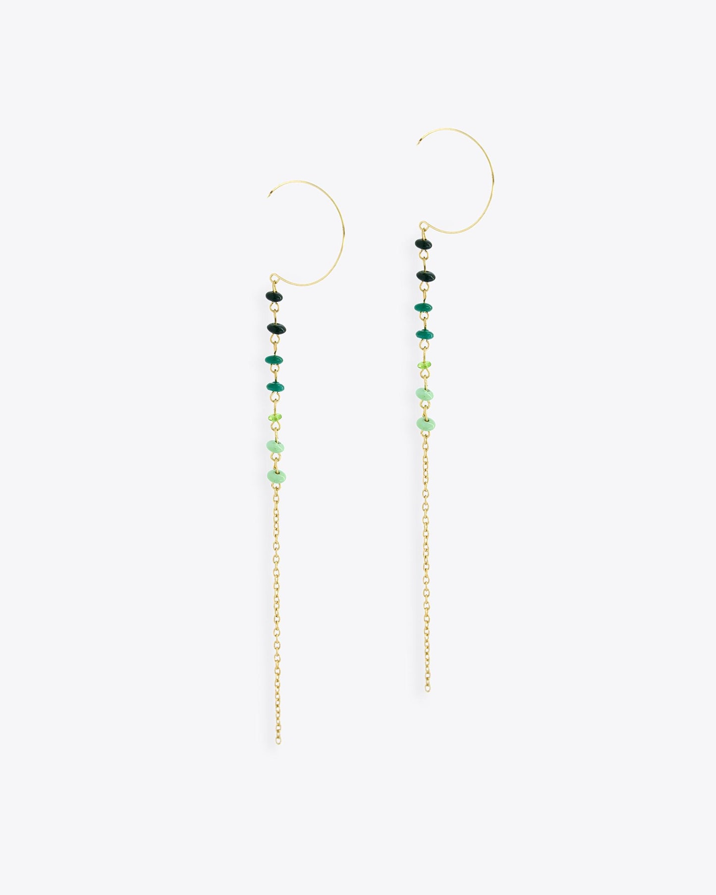 Green Ball Strip Hook Earrings