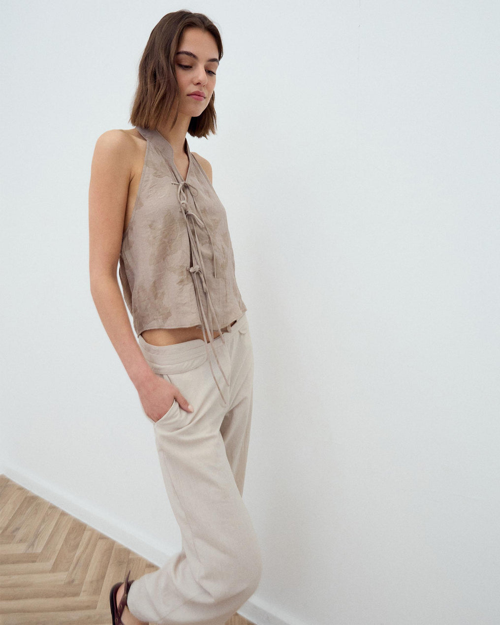 Top Halter Lazadas Estampado Taupe