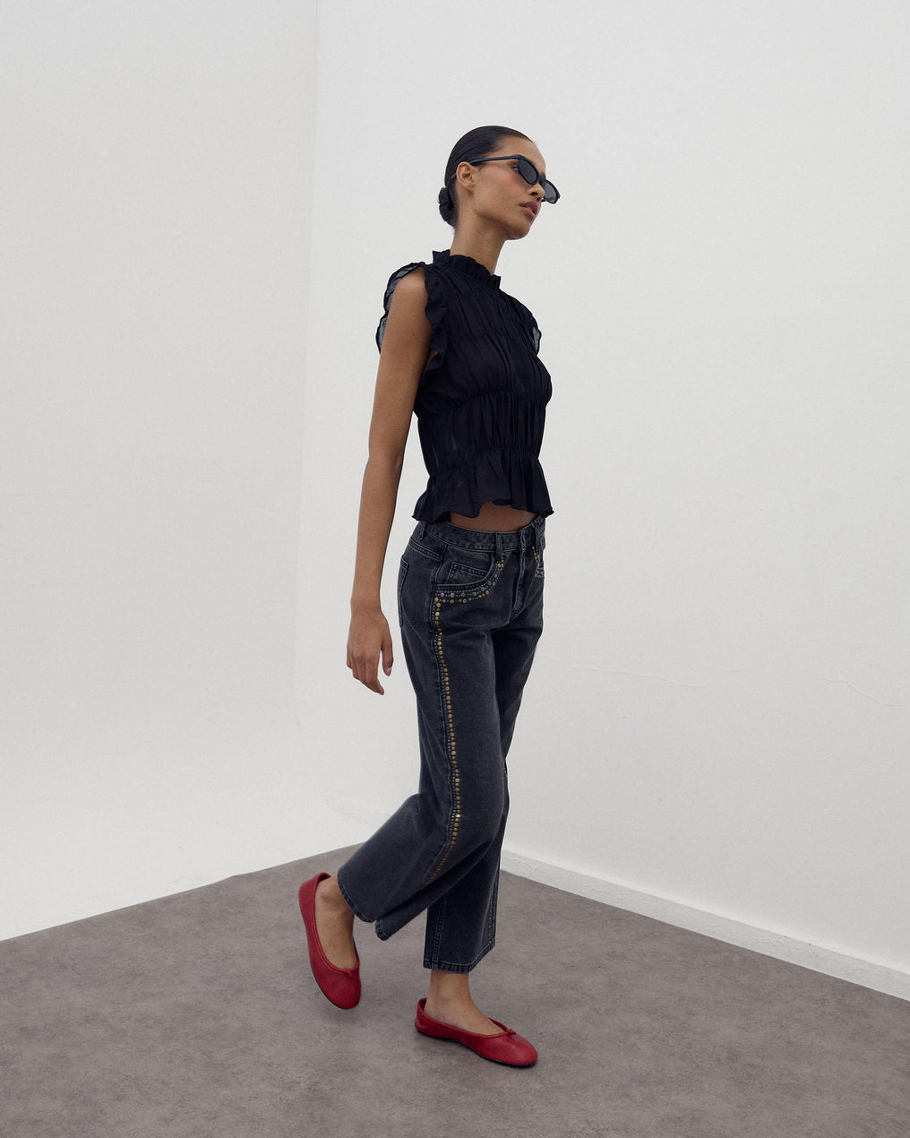 Jeans Tachas Bicolor Antracite