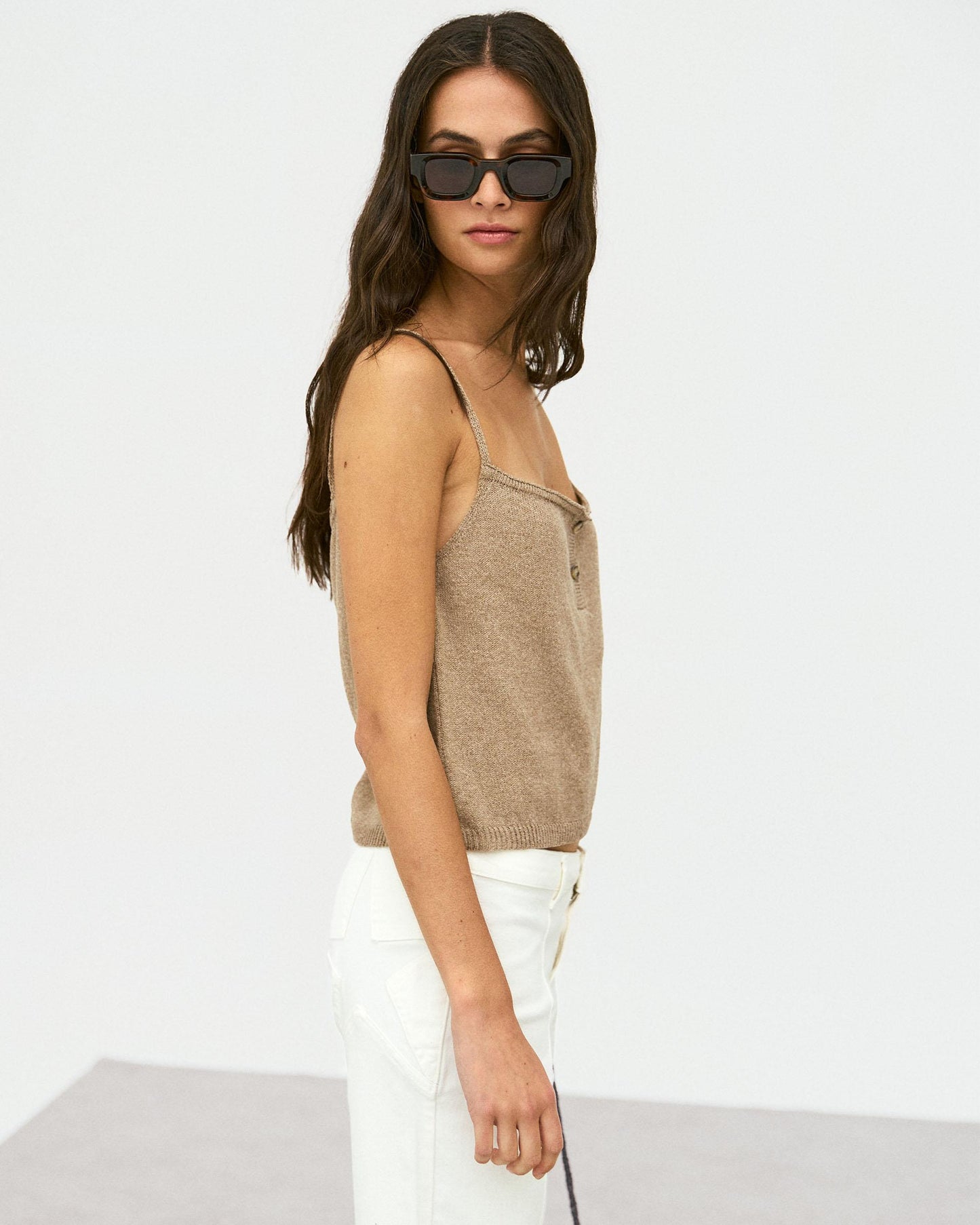 Top Punto Botones Beige