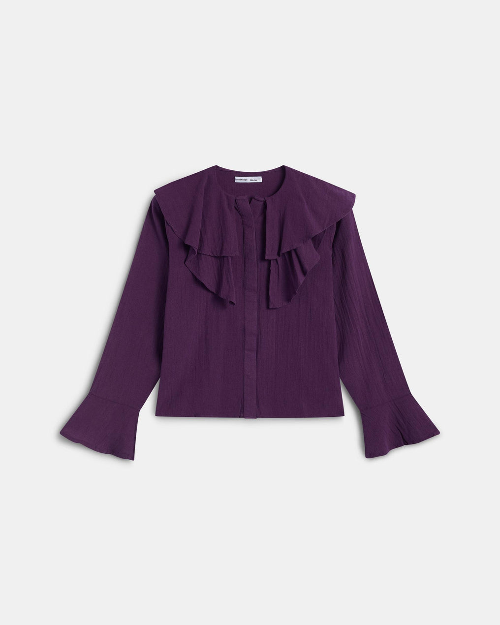 Purple Asymmetrical Ruffle Blouse