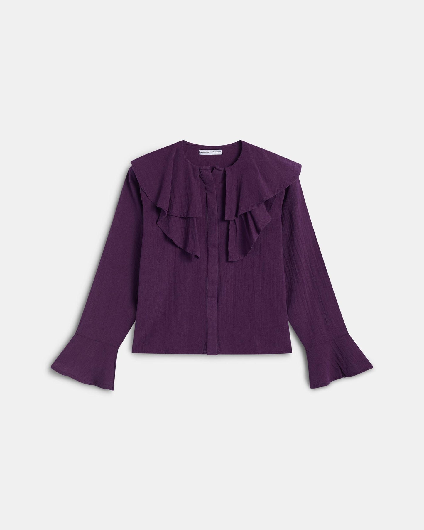 Purple Asymmetrical Ruffle Blouse