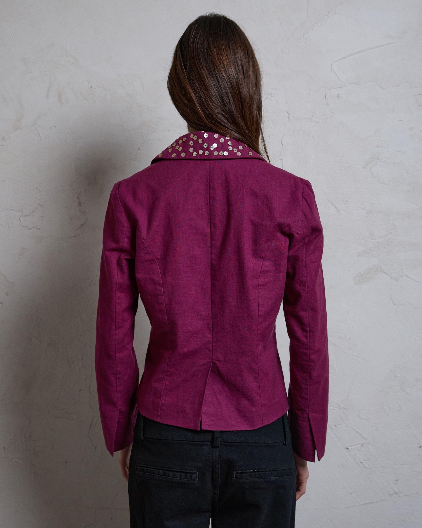 Blazer Lentejuelas Rosa Oscuro