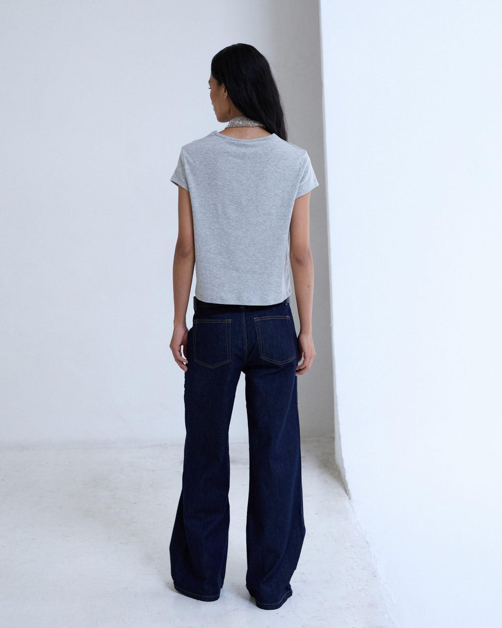 Dark Blue Jeans with Topstitching