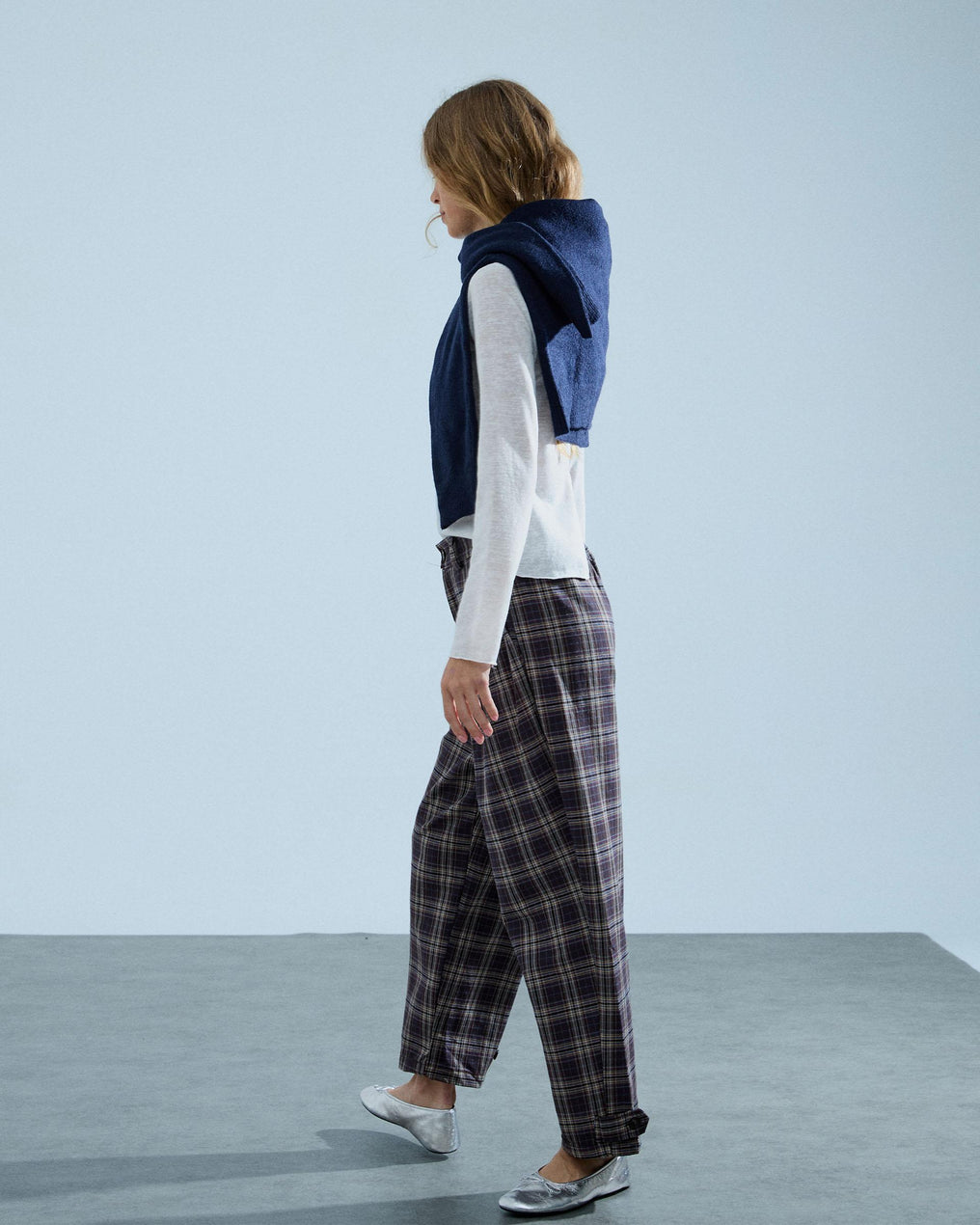 Pantalón Canesú Cuadros Marrón