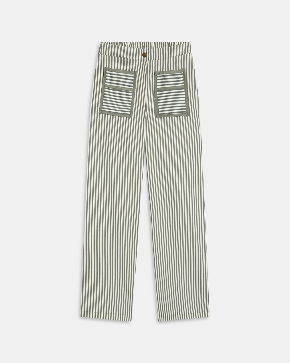 Striped Jeans with Contrast Green Pockets