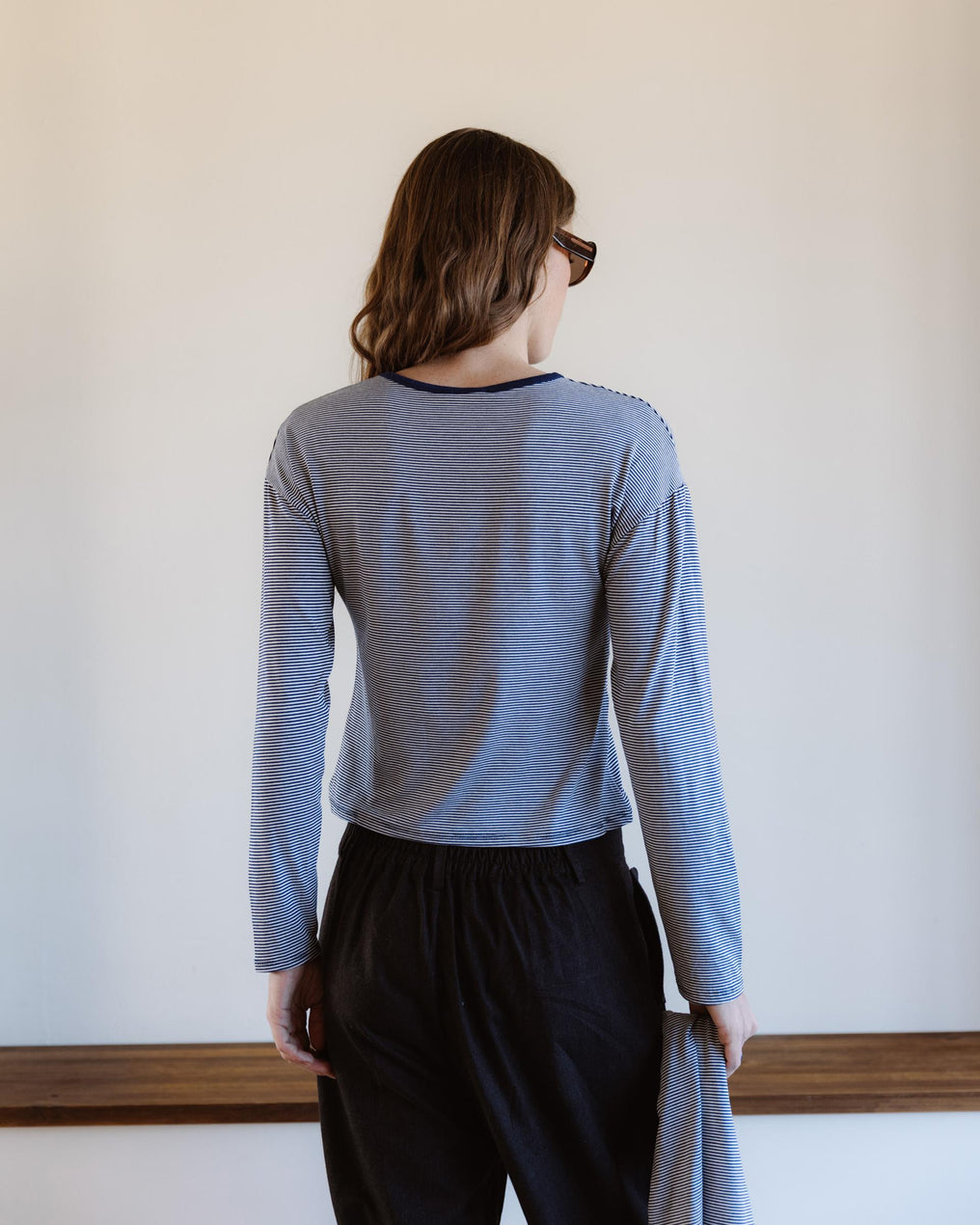 Camiseta Rayas Contraste Cuello Blanco