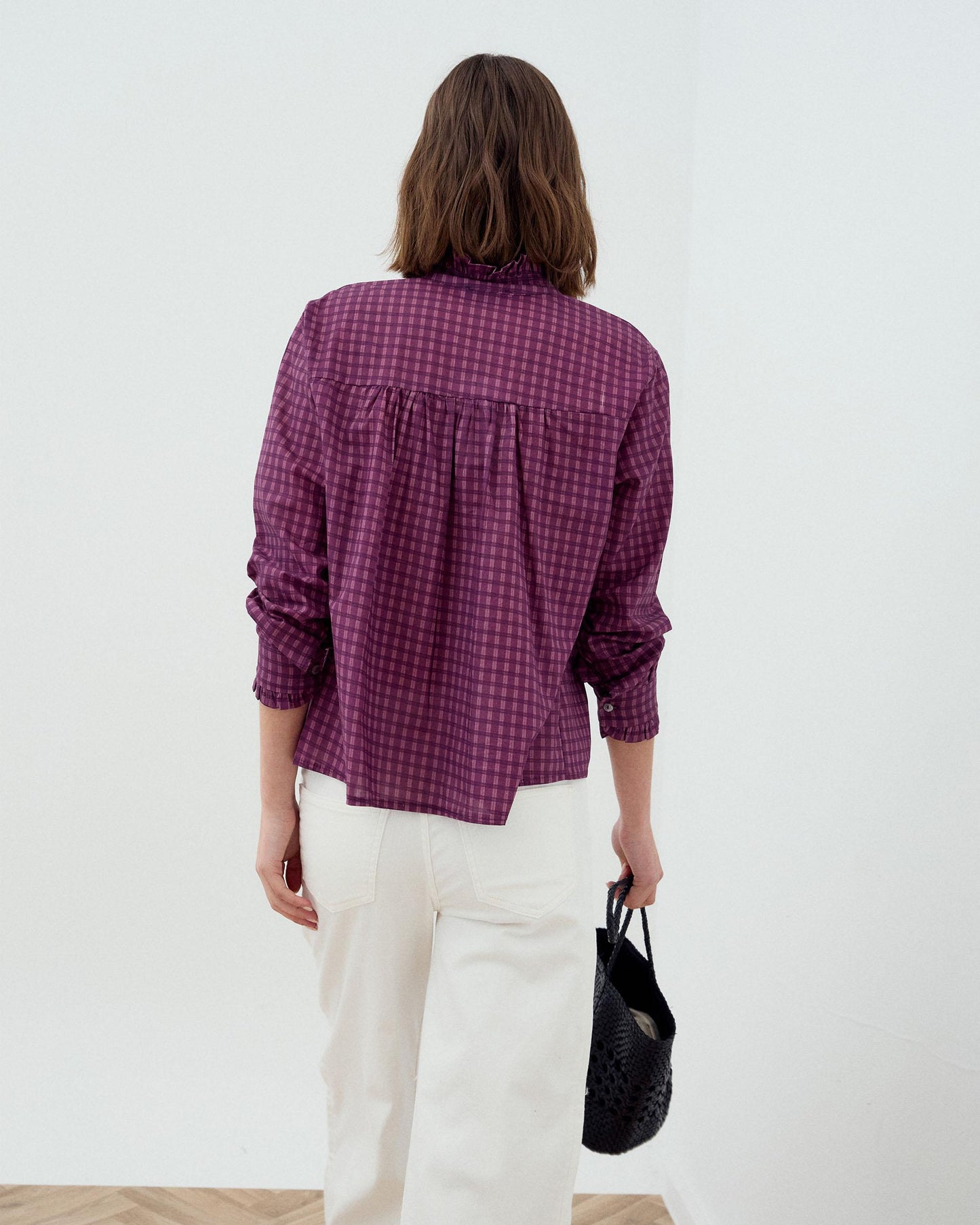 Purple Plaid Yoke Blouse