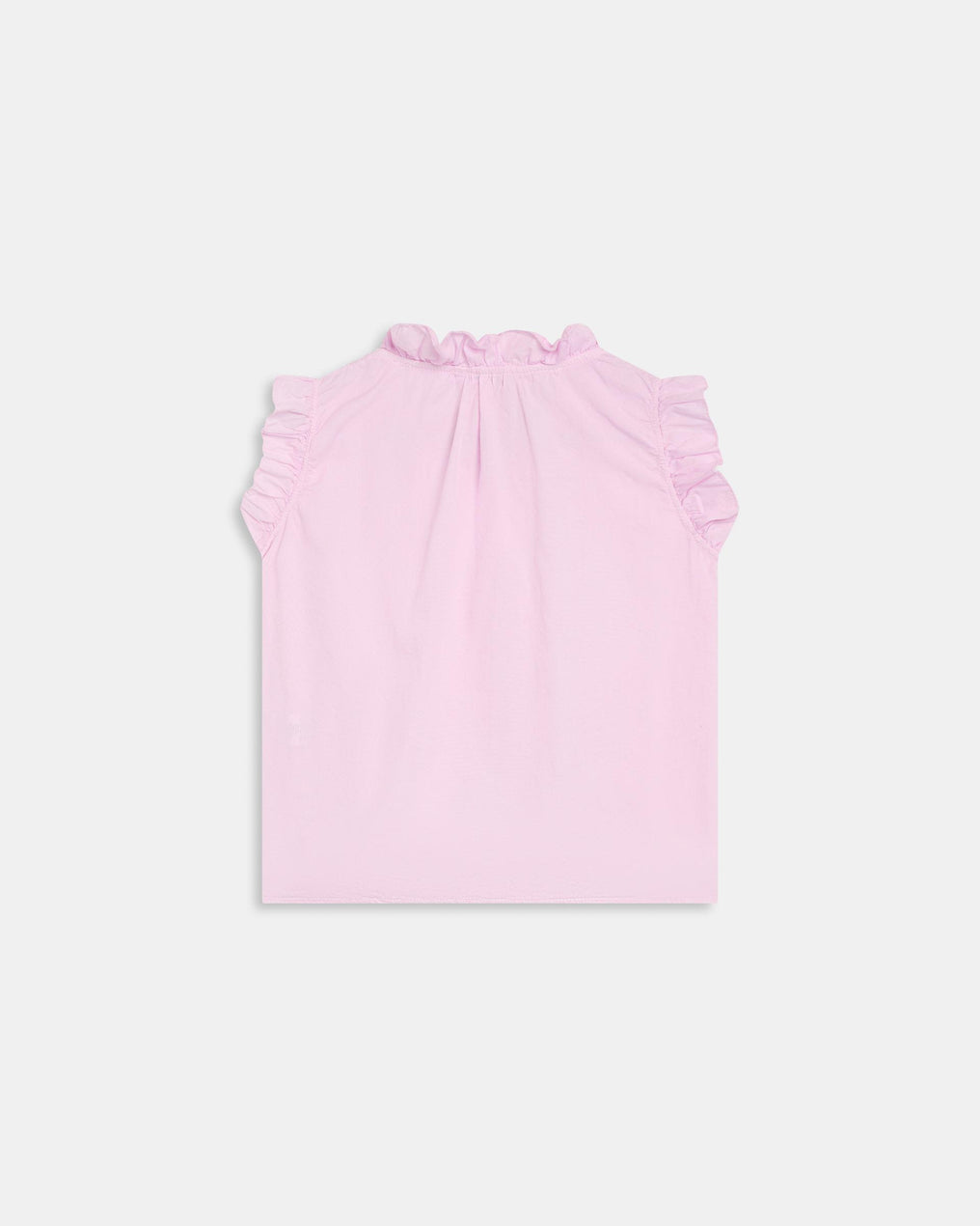 Blusa Sem Mangas Folhos Decote V Rosa-pó